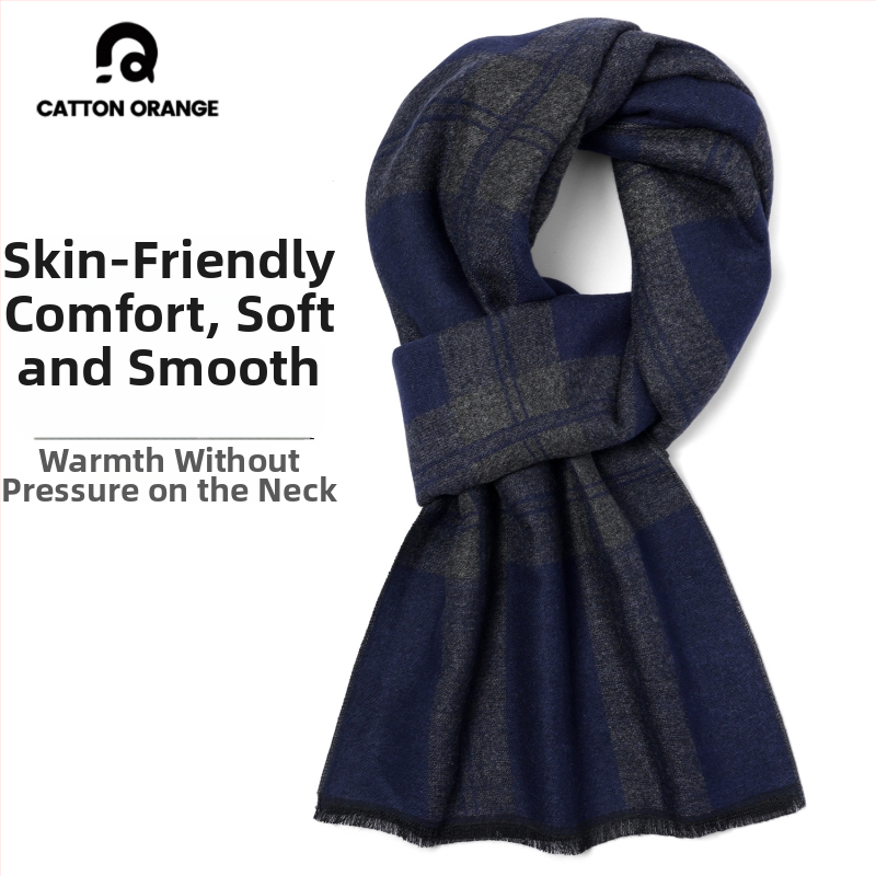 Meeste talvesall viskoosi kiududest, ruuduline muster, keskmise pikkusega, paks sooja jaoks, 2025 talv