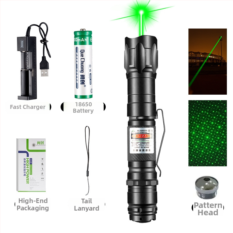 Que Chuang lāzera rādītāja laterna, infraraudais stars, garš diapazons, 18650 akumulators
