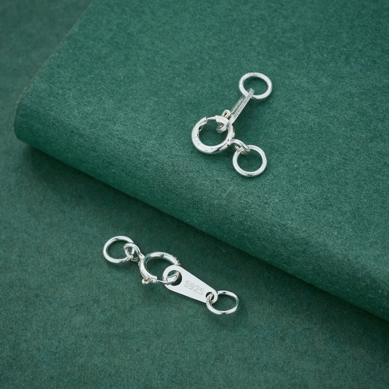 S925 Sterling hõbedane kevadkinnitus – käevõru/kaelakee ühendaja, poleeritud viimistlus, tootekood S122-1, kunstiline vintage stiil