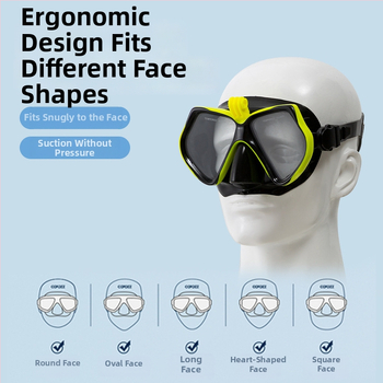 Professionaalne sukeldumis mask ja snorgli komplekt – silikoonist ääris, PC raam, karastatud klaas läätsed, kuiv snorkel