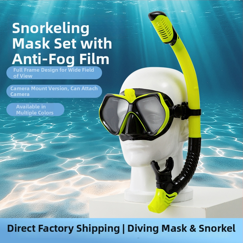 Professionaalne sukeldumis mask ja snorgli komplekt – silikoonist ääris, PC raam, karastatud klaas läätsed, kuiv snorkel