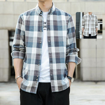 Puuvillane särk reversikaelaga, ruuduline muster, pikad varrukad, lihtne kardigan-stiil, 99% puuvill