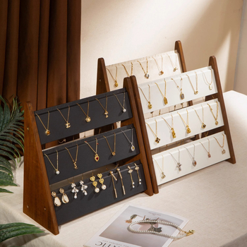 Вертикална витрина за бижута, 3 и 4 нива, древен дървен стил, Yiwu произход