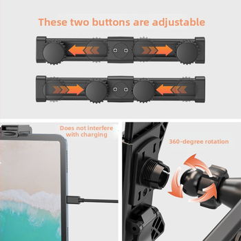 Pasukamas automobilinis planšetinio laikiklis galinei sėdynės atlošui ir galvos atramai, modelis Tz02-p1, OEM apdorojimas