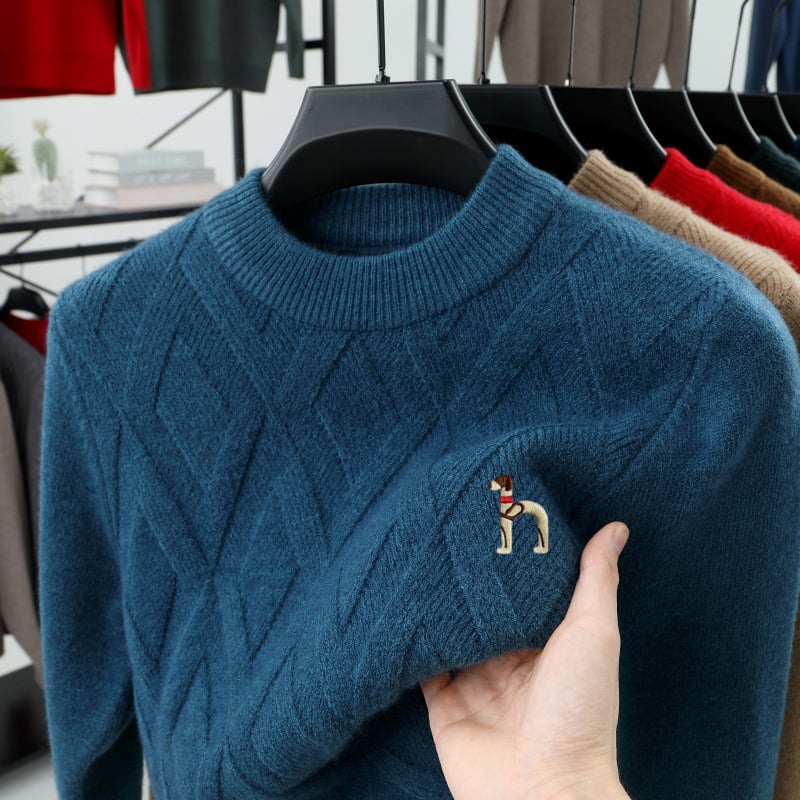 Мъжки пуловер от 100% вълна, кръгла яка, дълги ръкави, дебела плетка, подходящ за пролет и есен