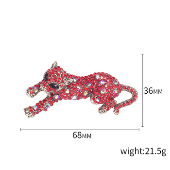Брошка - гепард с кристали, корейски стил, дамски аксесоар, сплав, диамантено покритие