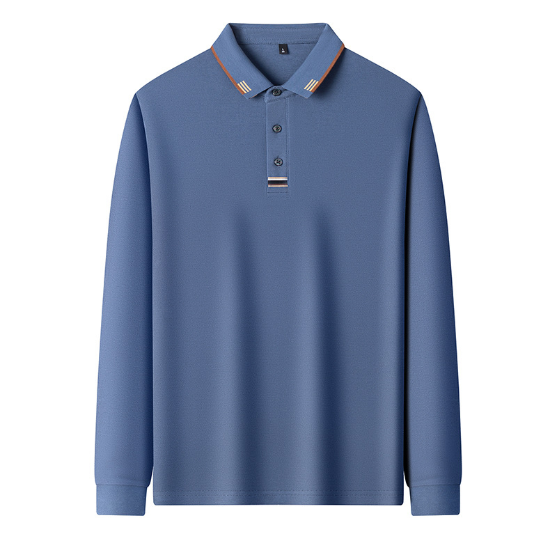 Мъжко поло с дълги ръкави, мерсеризиран памук (96%+), с бродерия, свободна кройка