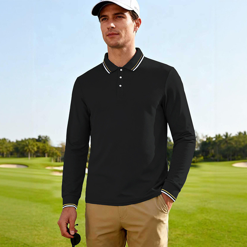 Поло риза със свободен крой, дълги ръкави, жакардова плетка, дишаща материя, полиестерова смес