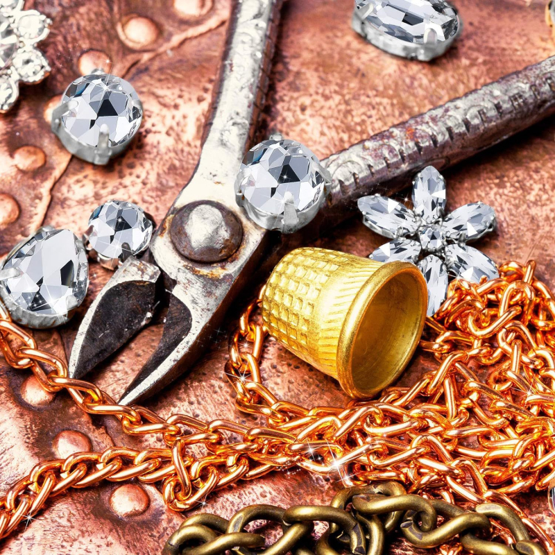 Ръчно пришито стъклени мъниста аксесоар за облекло – Принцес серия, френски минималистичен стил, метал и стъкло, патерни: кръст, луна, звезди