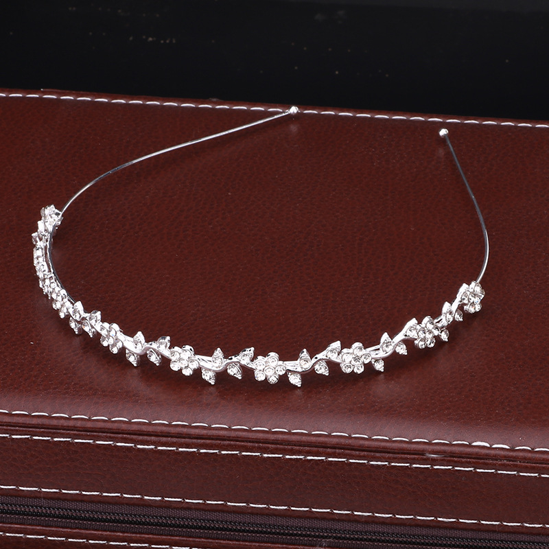 Лента за глава с мотив сливово цвете и кристали, метална сплав, корейски стил, дамска украса за глава, лято 2024