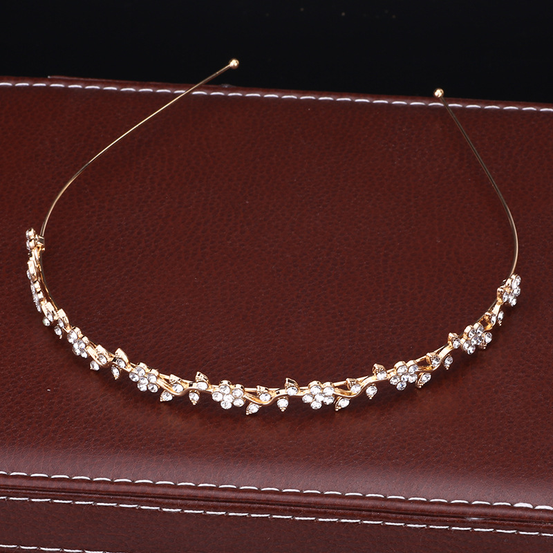 Лента за глава с мотив сливово цвете и кристали, метална сплав, корейски стил, дамска украса за глава, лято 2024