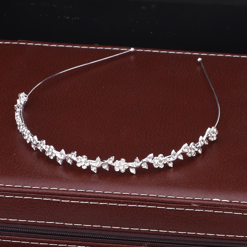 Лента за глава с мотив сливово цвете и кристали, метална сплав, корейски стил, дамска украса за глава, лято 2024