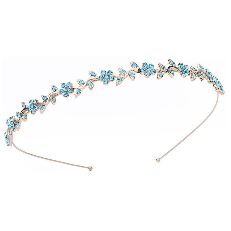 Лента за глава с мотив сливово цвете и кристали, метална сплав, корейски стил, дамска украса за глава, лято 2024