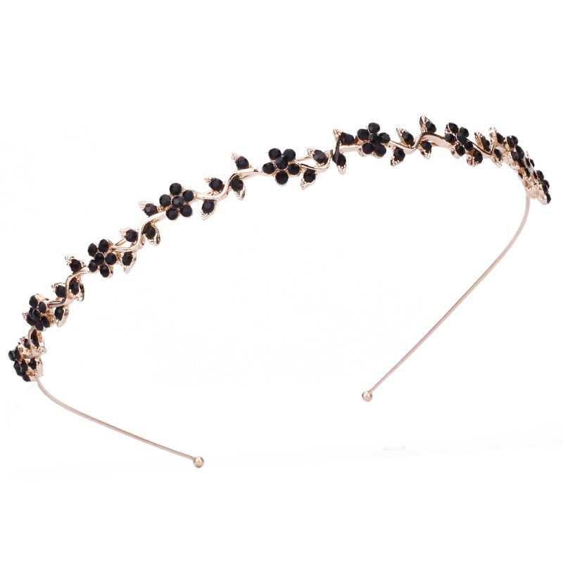 Лента за глава с мотив сливово цвете и кристали, метална сплав, корейски стил, дамска украса за глава, лято 2024