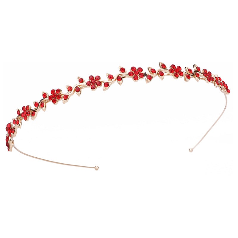 Лента за глава с мотив сливово цвете и кристали, метална сплав, корейски стил, дамска украса за глава, лято 2024