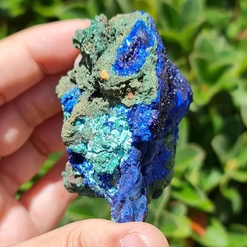 Azurite-Malahite sümbioosi kristall-mineraaliproov geoloogilisele õpetusele ja väljapanekuks, premium mineraalnäidised, toormiskristall