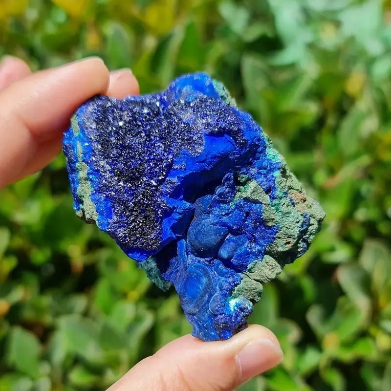 Azurite-Malahite sümbioosi kristall-mineraaliproov geoloogilisele õpetusele ja väljapanekuks, premium mineraalnäidised, toormiskristall