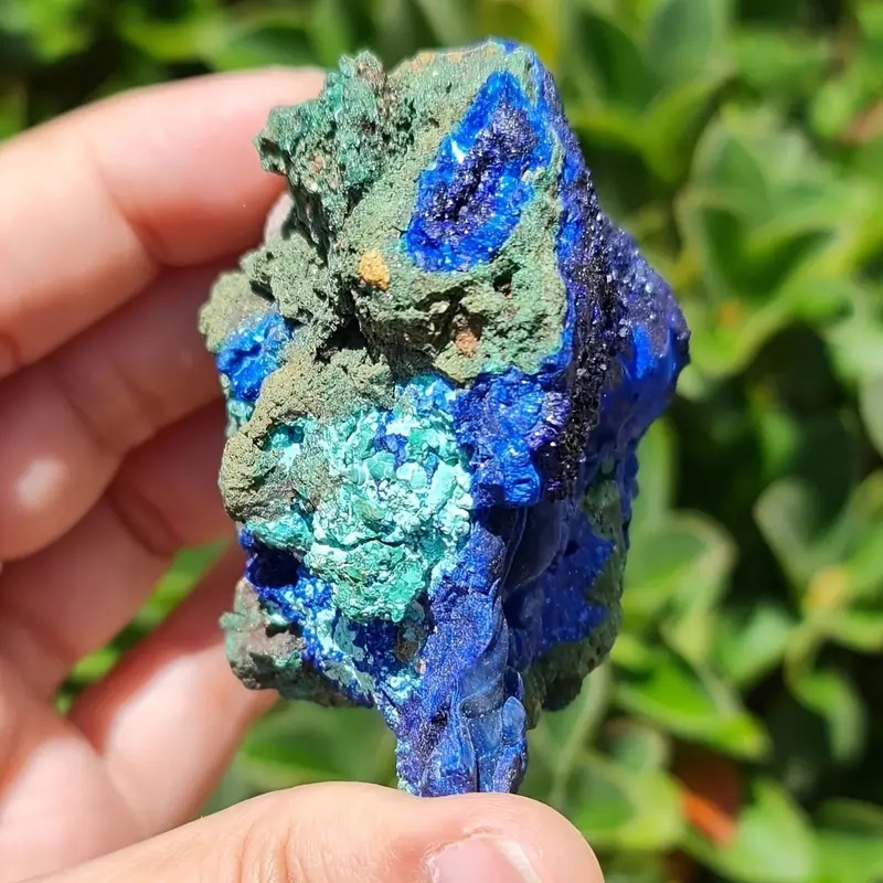 Azurite-Malahite sümbioosi kristall-mineraaliproov geoloogilisele õpetusele ja väljapanekuks, premium mineraalnäidised, toormiskristall
