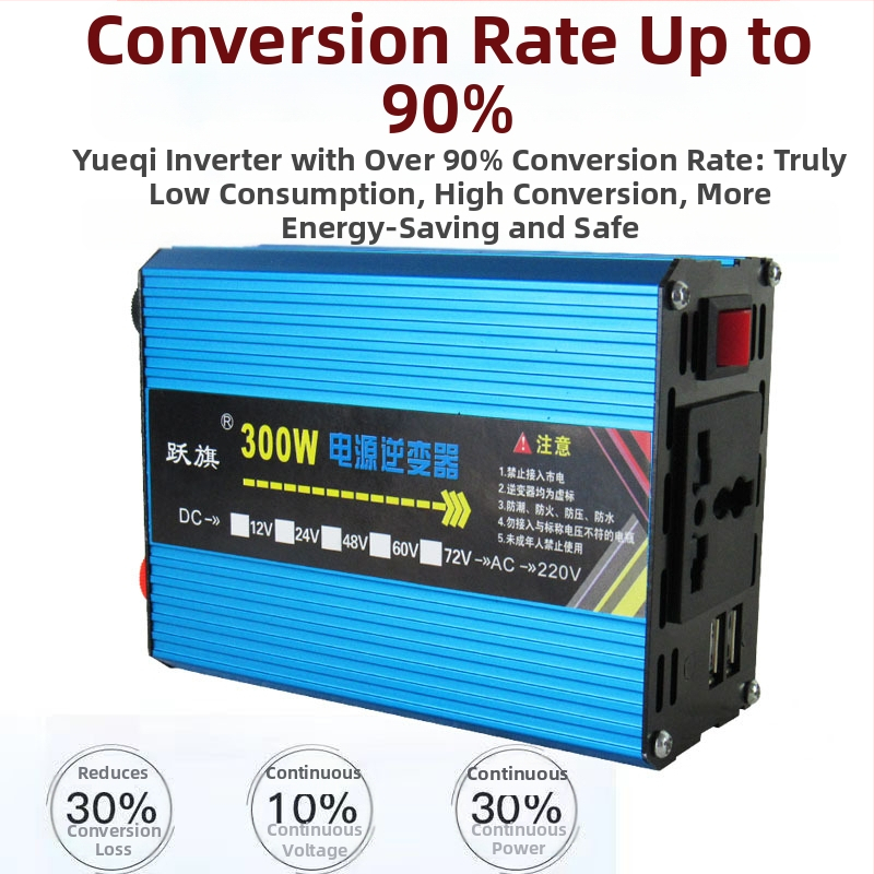 Inverter 12/24V → 220V, 300W, puhasinusoids, auto/veoauto/kodu kasutamiseks