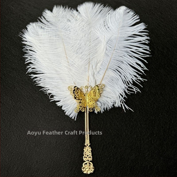 Sulepeaga käsiventilaator – käsitöö, hiina stiil, plastikust skelet, Ao feather kaubamärk