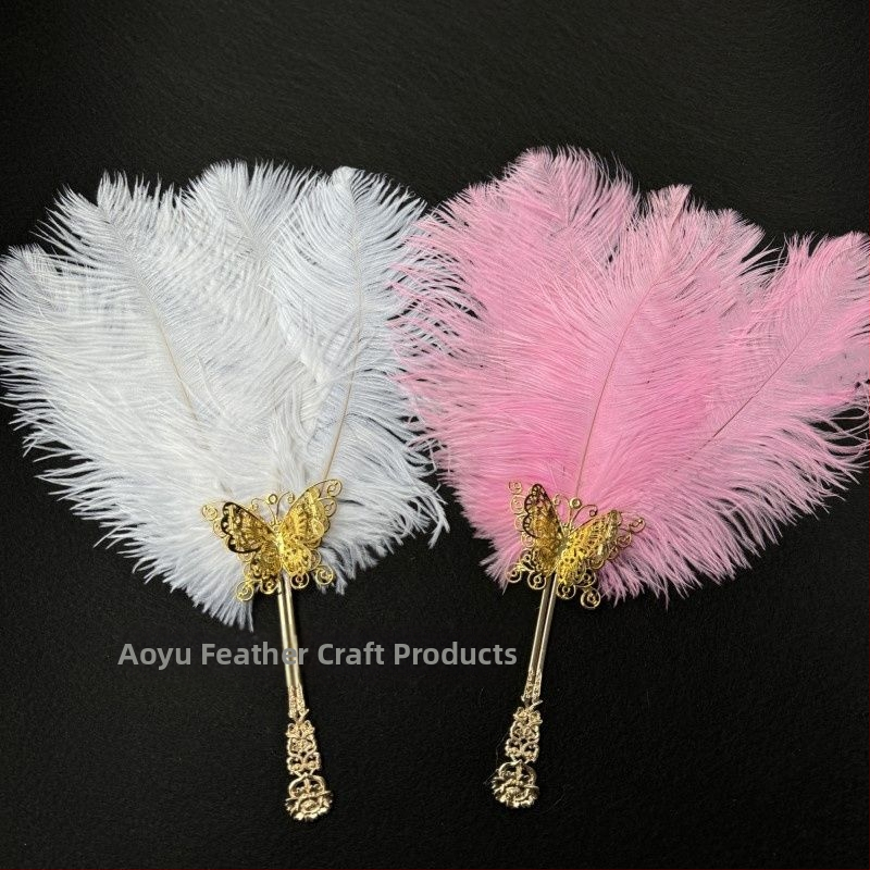 Sulepeaga käsiventilaator – käsitöö, hiina stiil, plastikust skelet, Ao feather kaubamärk