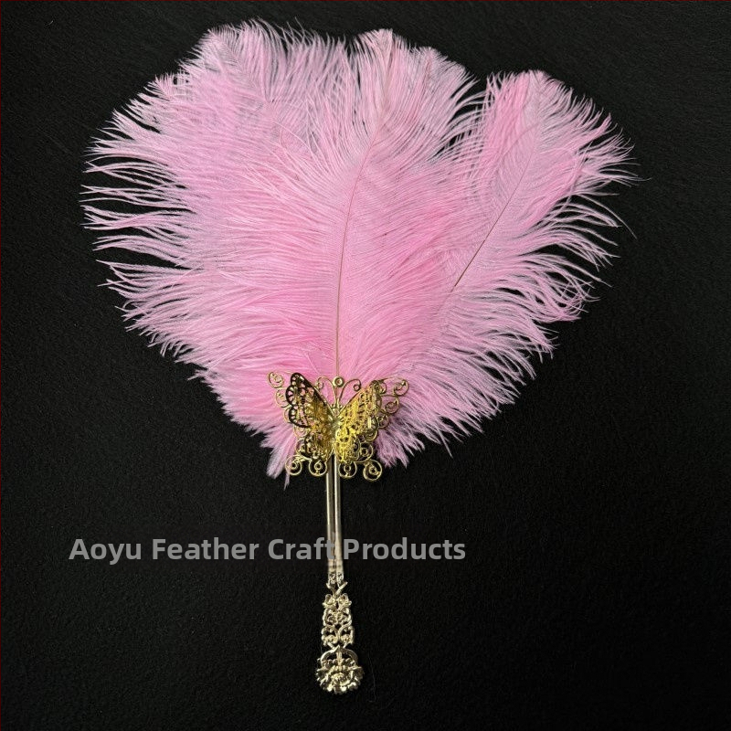 Sulepeaga käsiventilaator – käsitöö, hiina stiil, plastikust skelet, Ao feather kaubamärk