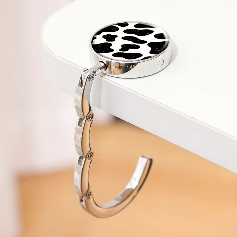 Кръгла метална сгъваема закачалка за чанти за настолен монтаж — сплав, артикул 0617, прост стил, за дома