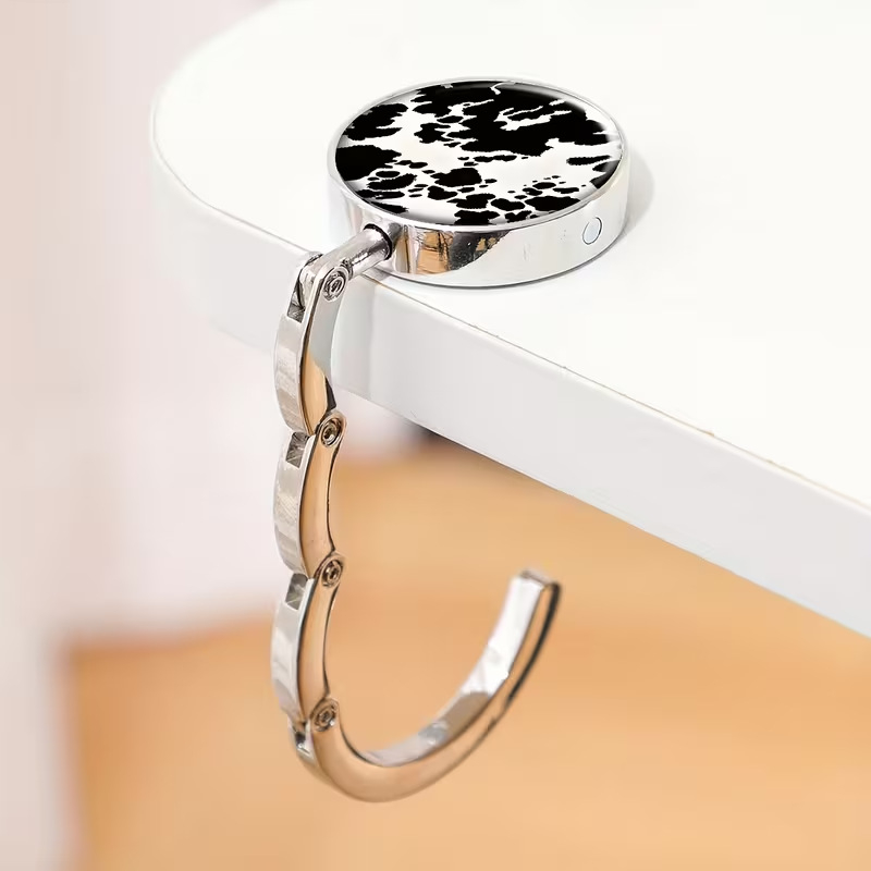 Кръгла метална сгъваема закачалка за чанти за настолен монтаж — сплав, артикул 0617, прост стил, за дома