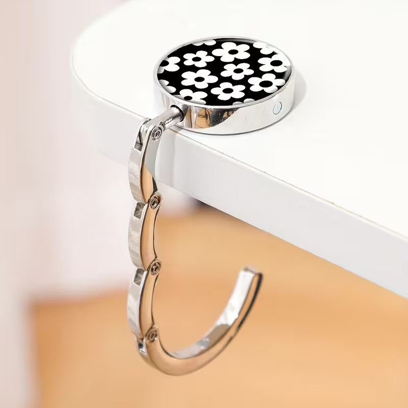 Кръгла метална сгъваема закачалка за чанти за настолен монтаж — сплав, артикул 0617, прост стил, за дома