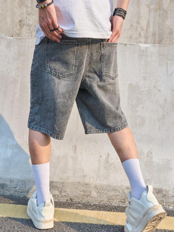 Мъжки винтидж дънкови дънки, прав силует, ниска талия, цип, Modal плат