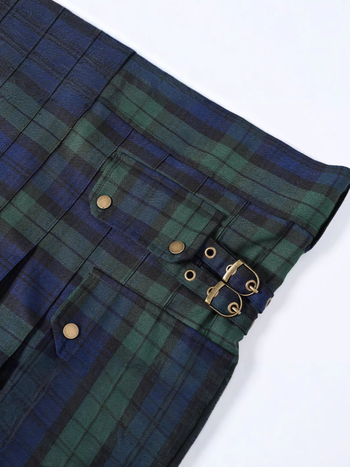 Мъжка карирана плисирана пола за костюм за Хелоуин, полиестер, съдържание на полиестер 95%+, обработка при висока температура, пролет 2022