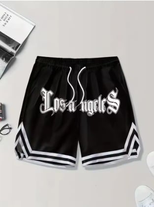 Плажни шорти със свободна кройка за тренировки, принт с букви; полиестер 95%, лято 2025