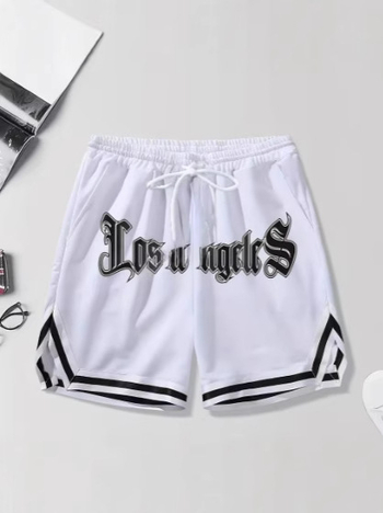 Плажни шорти със свободна кройка за тренировки, принт с букви; полиестер 95%, лято 2025