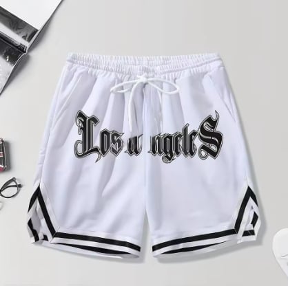 Плажни шорти със свободна кройка за тренировки, принт с букви; полиестер 95%, лято 2025