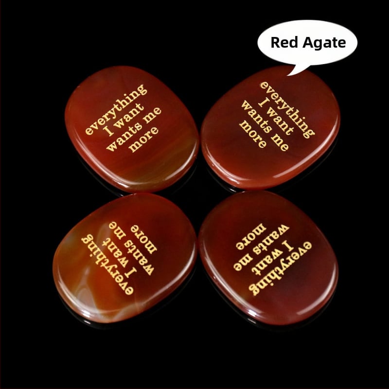 Гравиран овален обсидианов палмов камък за облекчаване на стреса