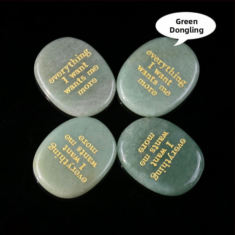 Гравиран овален обсидианов палмов камък за облекчаване на стреса