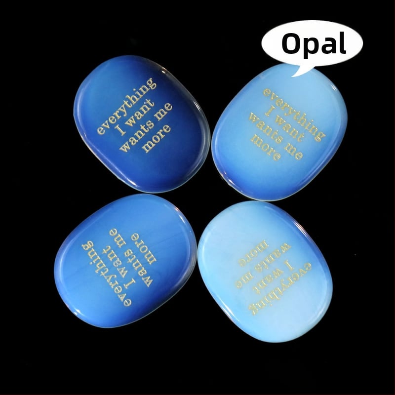 Гравиран овален обсидианов палмов камък за облекчаване на стреса