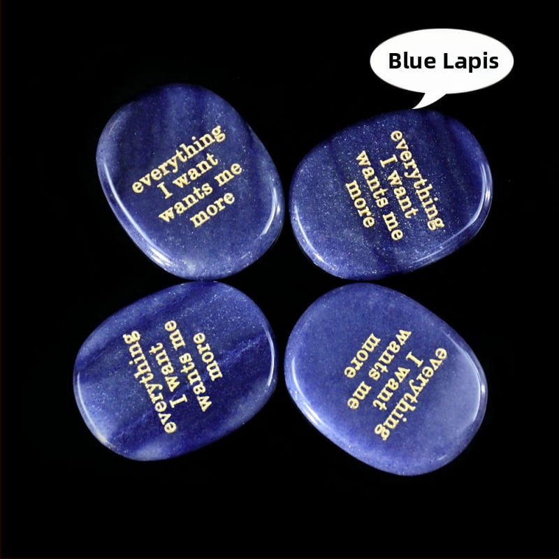 Гравиран овален обсидианов палмов камък за облекчаване на стреса