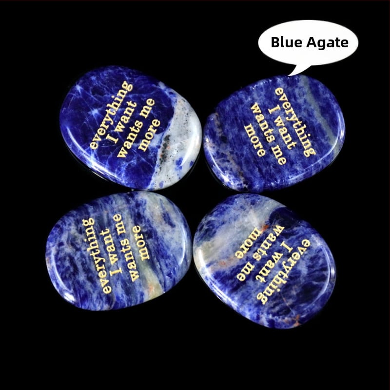 Гравиран овален обсидианов палмов камък за облекчаване на стреса