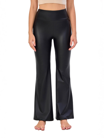 Дамски йога панталони с фларе кройка, повдигат дупето, тясно прилепване, дължина 9/10, полиестер