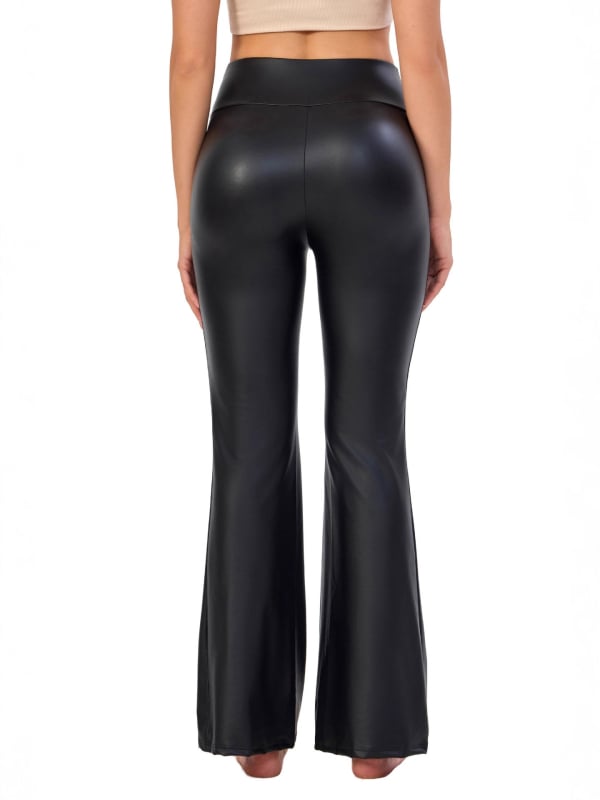 Дамски йога панталони с фларе кройка, повдигат дупето, тясно прилепване, дължина 9/10, полиестер