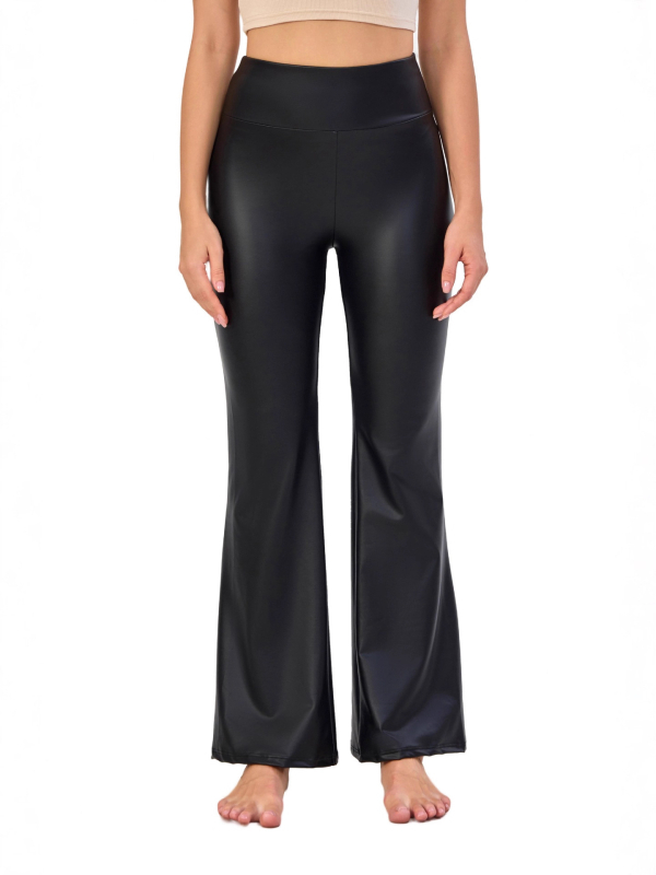 Дамски йога панталони с фларе кройка, повдигат дупето, тясно прилепване, дължина 9/10, полиестер