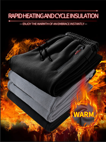 Мъжки зимни панталони с подплата от флийс, прави крачоли, 100% полиестров флийс, дебели и топли за ежедневна употреба