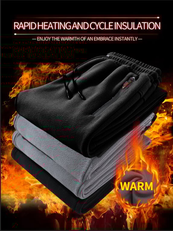 Мъжки зимни панталони с подплата от флийс, прави крачоли, 100% полиестров флийс, дебели и топли за ежедневна употреба