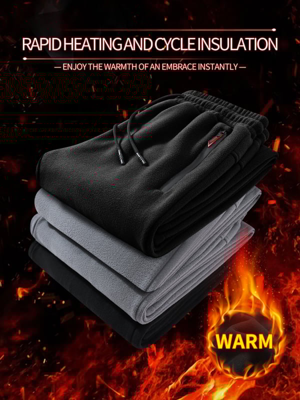 Мъжки зимни панталони с подплата от флийс, прави крачоли, 100% полиестров флийс, дебели и топли за ежедневна употреба