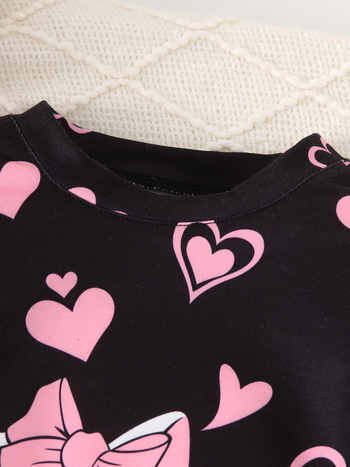 Kaheosaline laste komplekt: pikkade varrukatega jakk ja püksid, loomade ja südame motiiviga trükk, polüester, suvi, 3–8 aastat