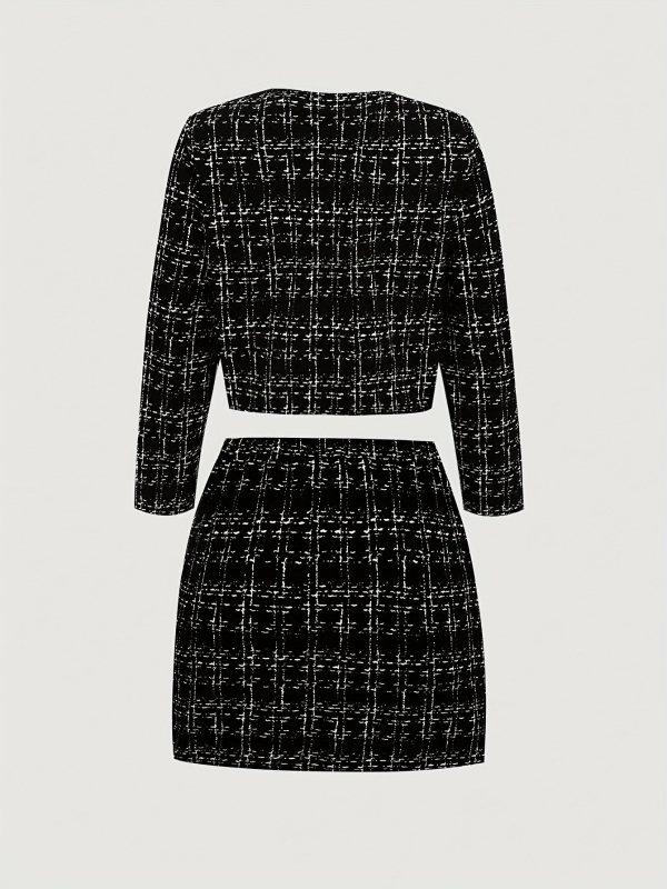 Tüdrukute kaheosaline kostüüm: cardigan ja seelik, ruudumuster, polüester 90–95%,pikad varrukad, kevad 2025