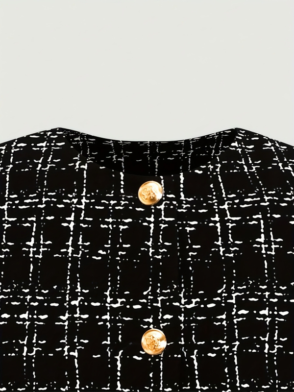 Tüdrukute kaheosaline kostüüm: cardigan ja seelik, ruudumuster, polüester 90–95%,pikad varrukad, kevad 2025