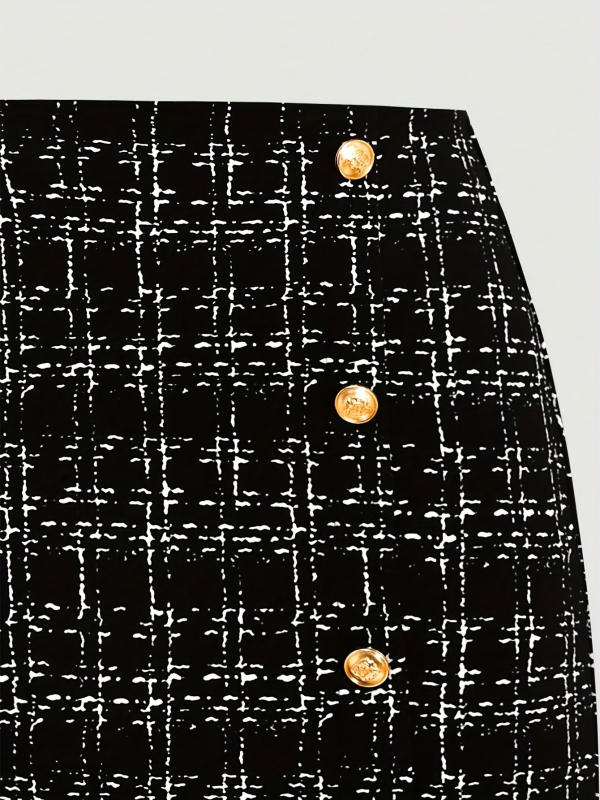 Tüdrukute kaheosaline kostüüm: cardigan ja seelik, ruudumuster, polüester 90–95%,pikad varrukad, kevad 2025