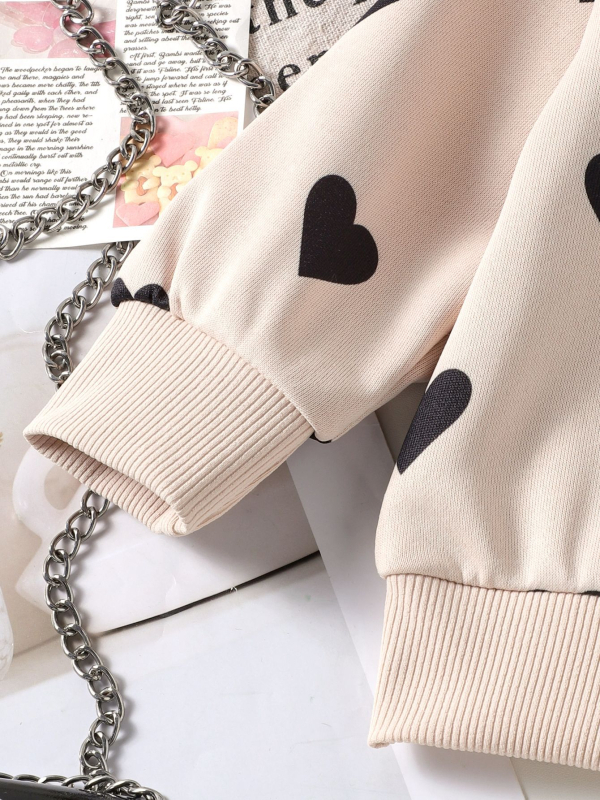 Kaheosaline laste komplekt: pikkade käistega pusa ja püksid südame mustriga, puuvill-poliesteri segu, kapuutsita